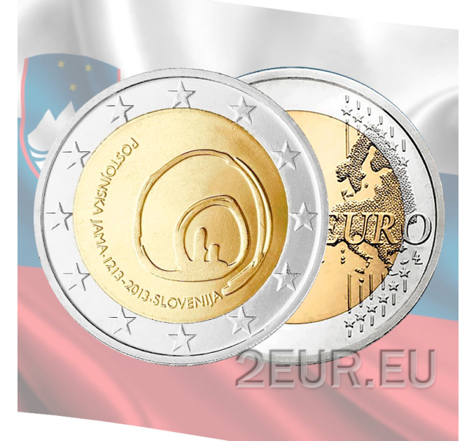 Slowenien 2 Euro UNC 2013 - 800. Jahrestag des ersten Besuchs der Höhlen von Postojna