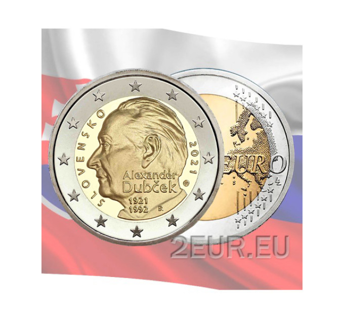 Slowakei 2 Euro UNC 2021 - 100. Geburtstag von Alexander Dubchek
