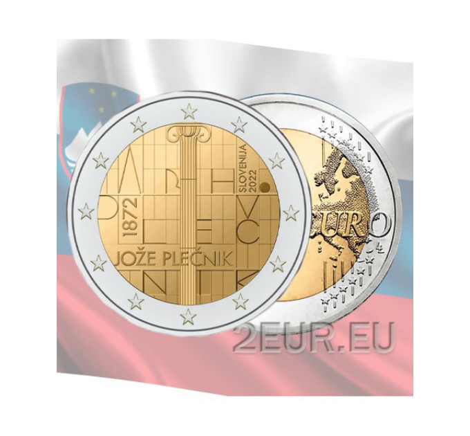 Slowenien 2 Euro UNC 2022 - 150 Jahre seit der Geburt des Architekten Jože Plečnik