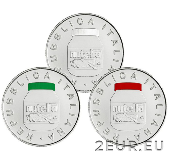Italien 5 Euro Silber BU 2021 - Italienische Exzellenzen - Ferrero - Nutella - Triptychon