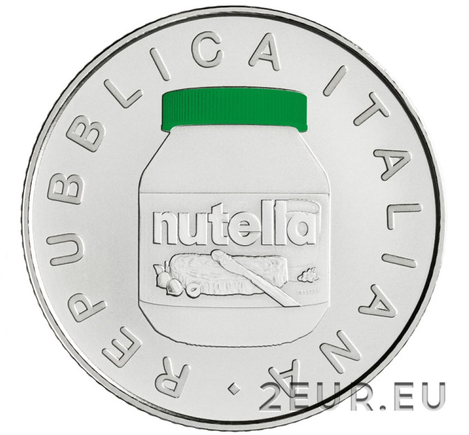 Italien 5 Euro Silber BU 2021 - Italienische Exzellenz – Ferrero – Nutella – Farbe Grün