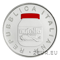 Italien 5 Euro Silber BU 2021 - Italienische Exzellenz - Ferrero - Nutella - Farbe Rot